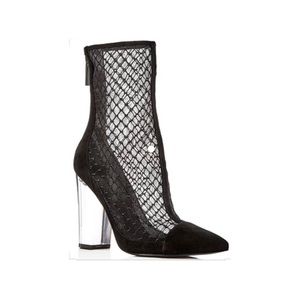 Kendall and Kylie Haven2 black mesh booties, 6.5